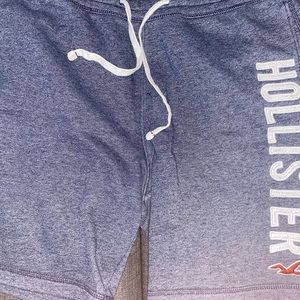 Large heather blue Hollister logo shorts
